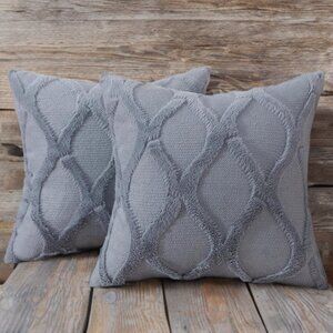 Decorative Pillow Covers Set Gray Soft Accent Couch Farmhouse Cottage Decor 18"